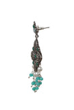 Emerald Kundan Oxidized Drop Earrings