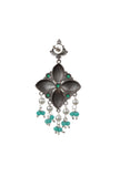 Emerald Kundan Oxidized Drop Earrings