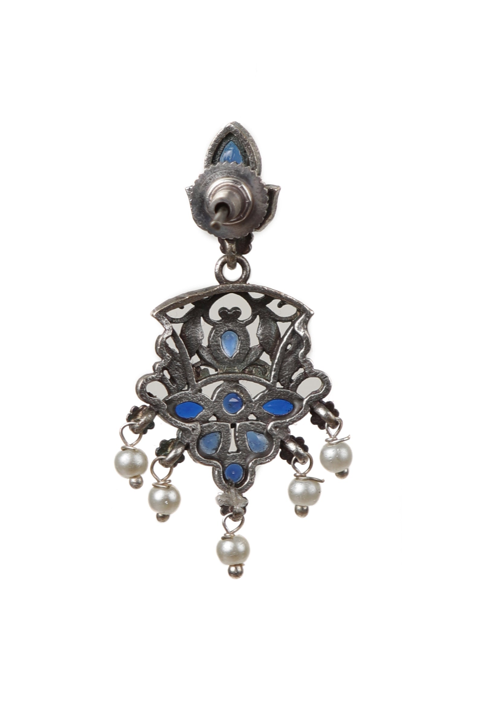 Sapphire Kundan Pearl Drop Earrings