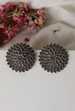 Dahlia Oxidized Flower Stud Earrings
