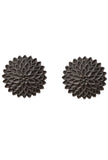 Dahlia Oxidized Flower Stud Earrings