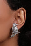 Parrot Textured Silver Stud Earrings