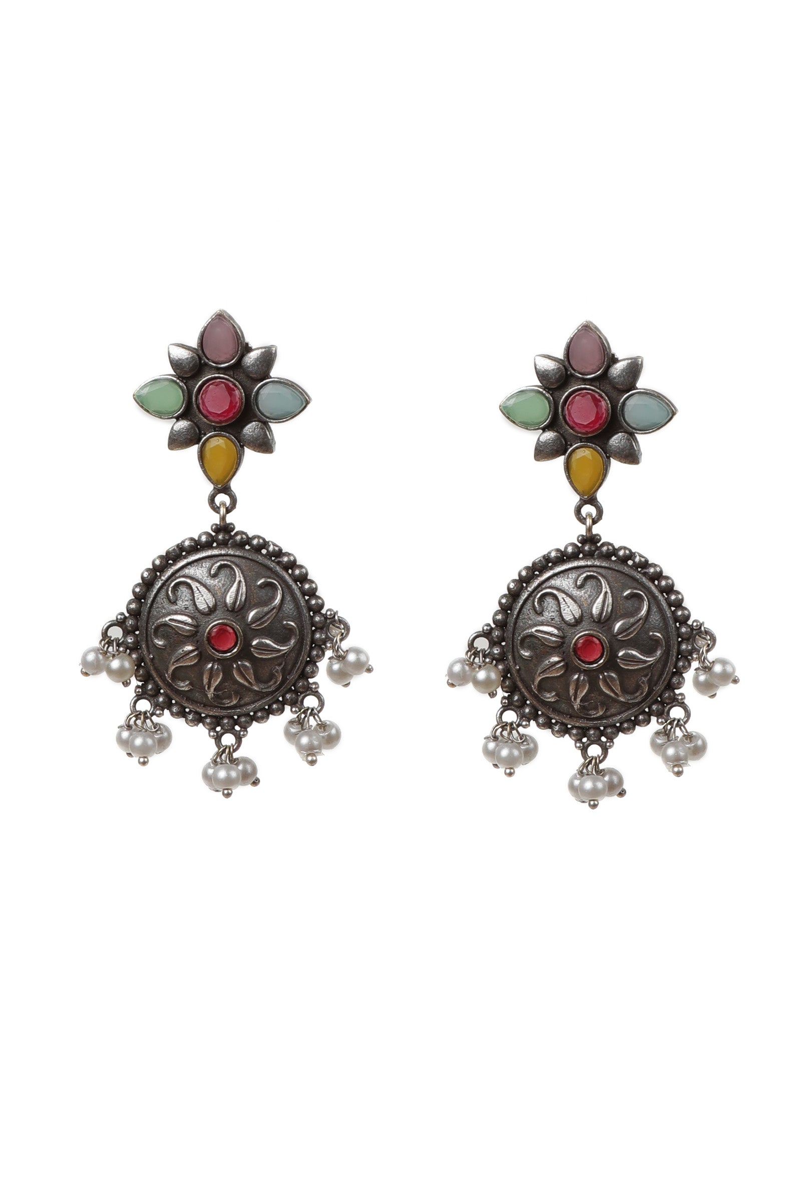 Panchratani Kundan Ethnic Pearl Danglers