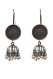 Floral & Pearl Hook Jhumkas Earrings