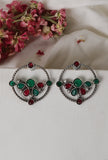 Red & Green Kundan Circular Studs
