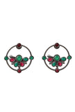 Red & Green Kundan Circular Studs