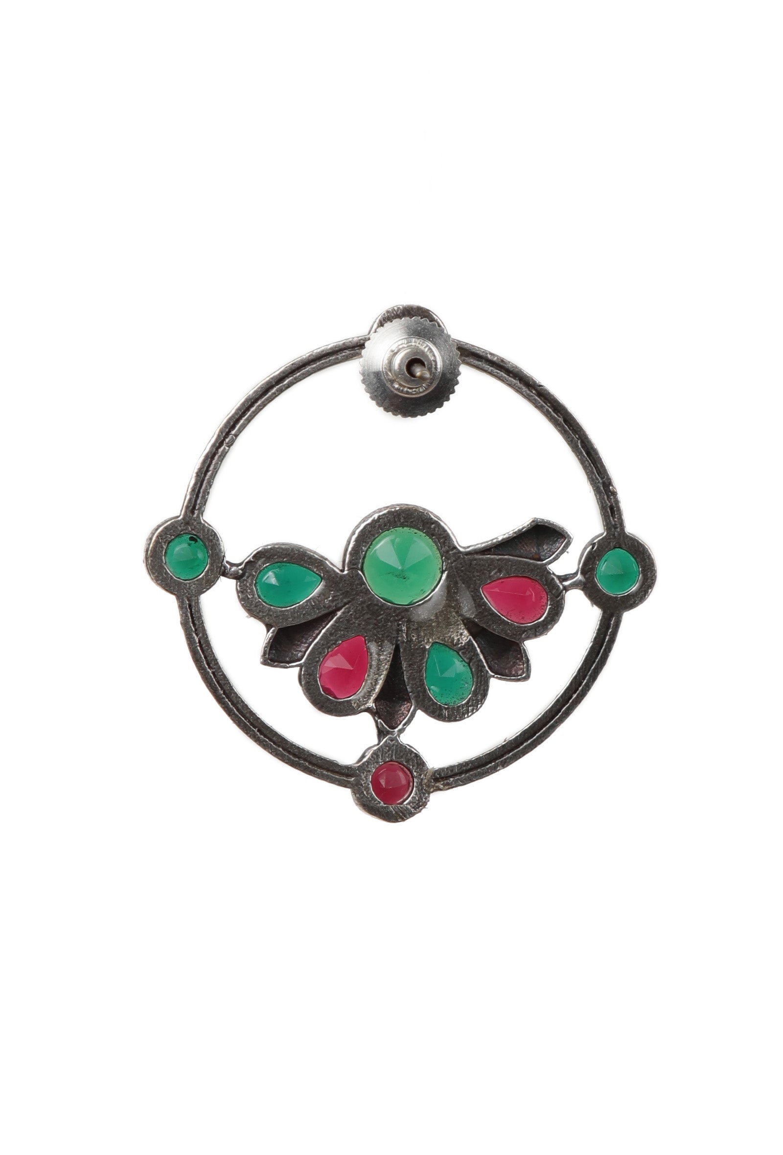 Red & Green Kundan Circular Studs