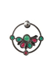 Red & Green Kundan Circular Studs