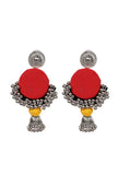 Handcrafted Red Fabric Style Earrings