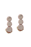 3-Layer Round Red Fabric Earrings with Stone & Mogra Pearls – Lightweight