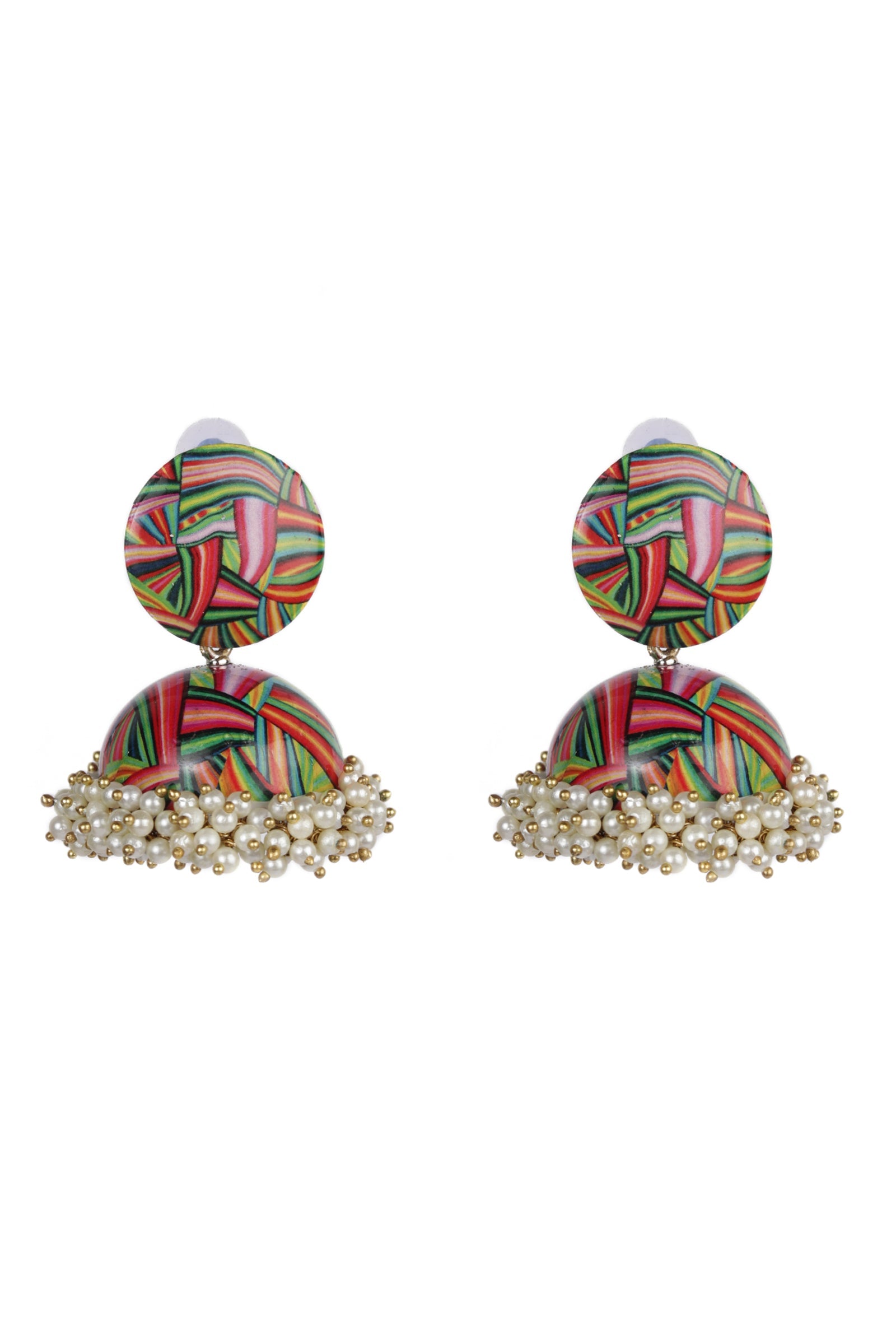 Hand Painted Red Flower Meenakari Jhumki