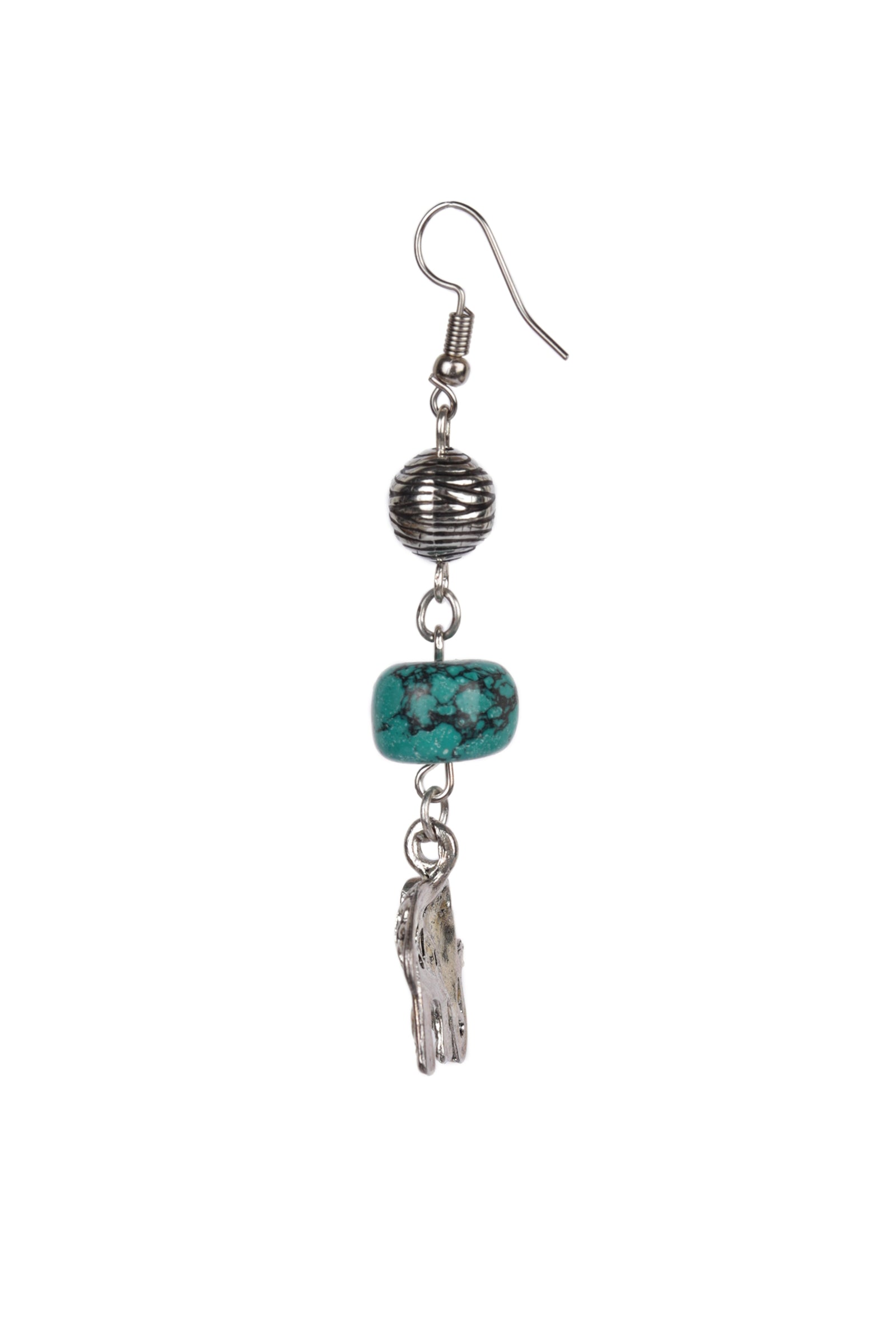 Turquoise Stone With Elephant Charm Dangler Earring.