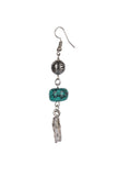 Turquoise Stone With Elephant Charm Dangler Earring.