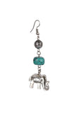 Turquoise Stone With Elephant Charm Dangler Earring.