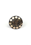 Laq Fashionable Light Weight Circular Gold/Black Color Ring