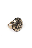 Laq Fashionable Light Weight Circular Gold/Black Color Ring