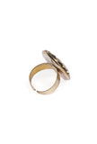 Laq Fashionable Light Weight Circular Gold/Black Color Ring