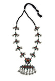 Afghani Silver Plated Multi Meenakari Ghungroo Tassel Necklace Set