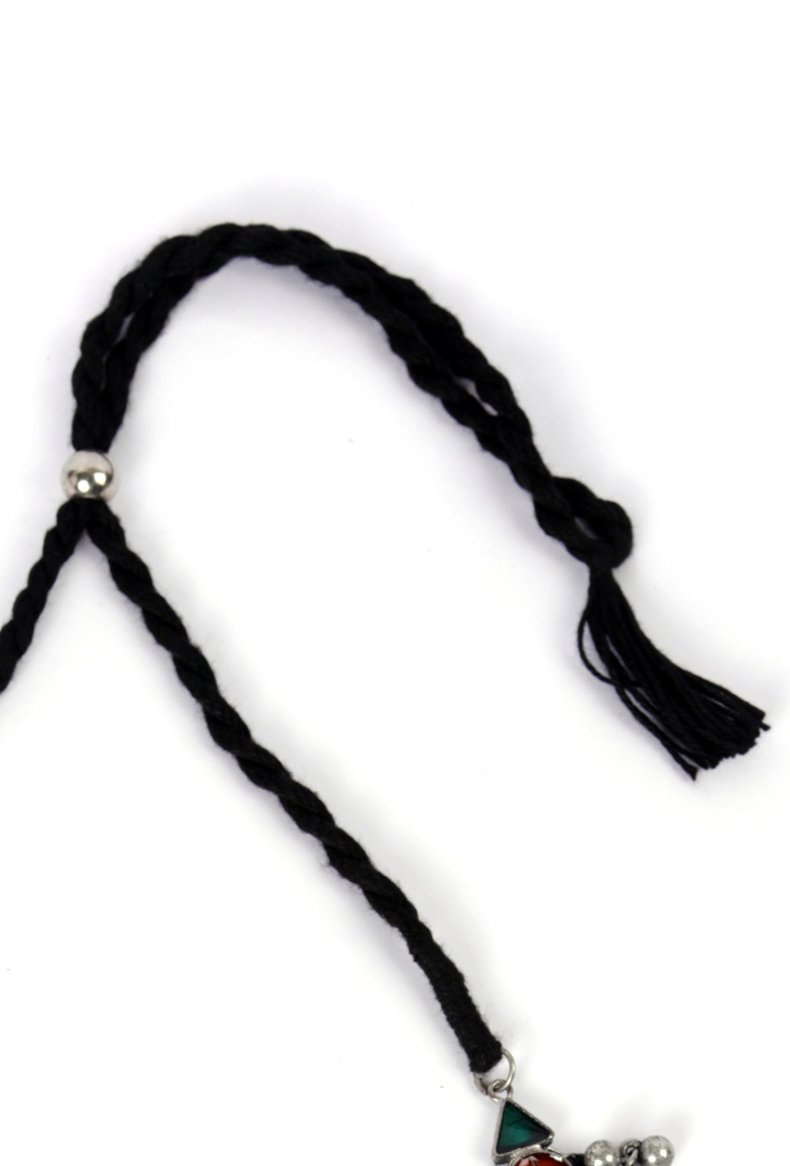 Afghani Silver Plated Multi Meenakari Ghungroo Tassel Necklace Set