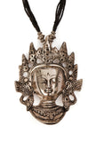 German Silver Durga Pendant With Black Bead Thread Necklace