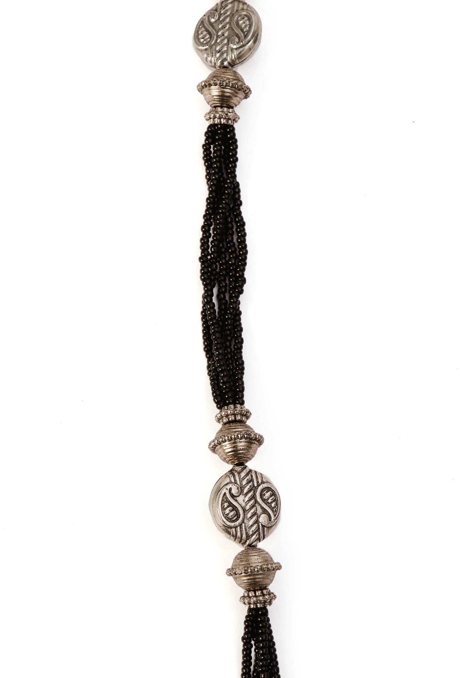 German Silver Durga Pendant With Black Bead Thread Necklace