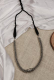 German Silver Dolki Bead Ghunghru Chain With Patua Dori Long Necklace