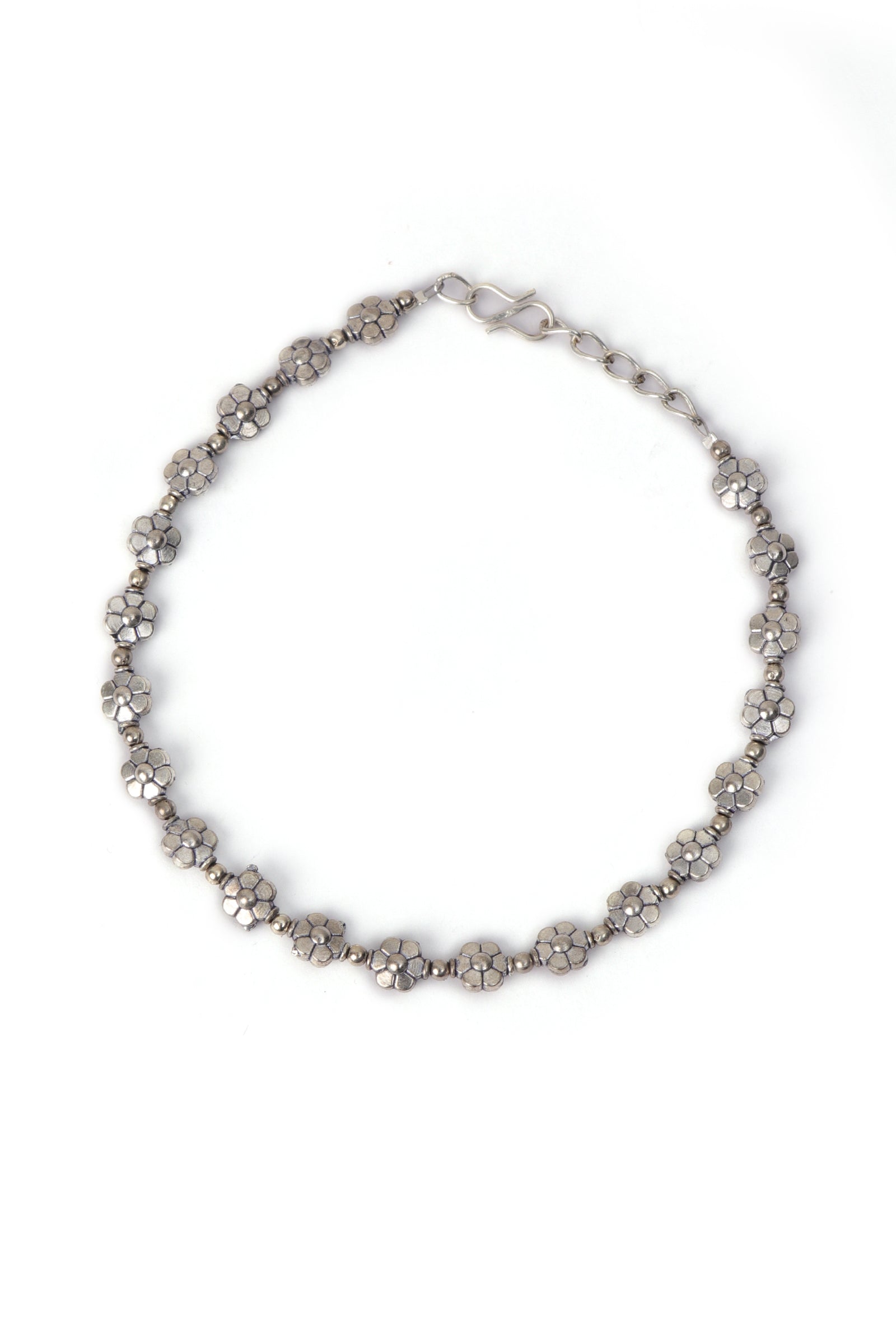 Blossom Charm Silver Anklet