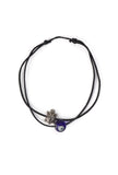 Adjustable Black Thread Anklet with German Silver Evil Eye & Silver-Plated Tortoise Charm