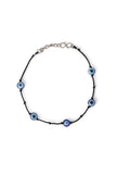 Adjustable German Silver Evil Eye Anklet with Black Thread Knot