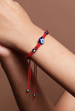 Adjustable Evil Eye Fabric Bracelet for Protection Against Negative Energy