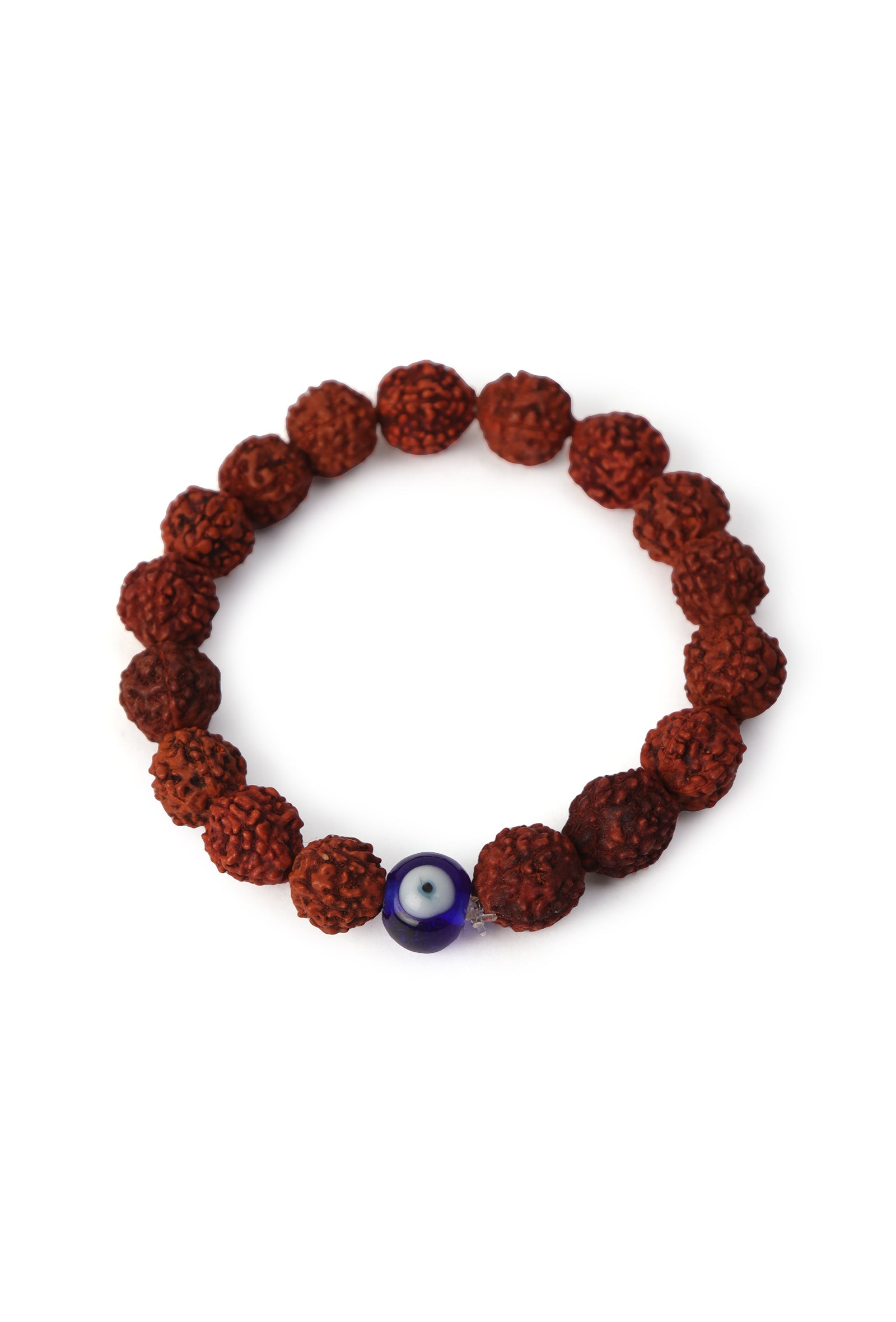 Natural Rudraksha Evil Eye Handmade Stretchable Bracelet