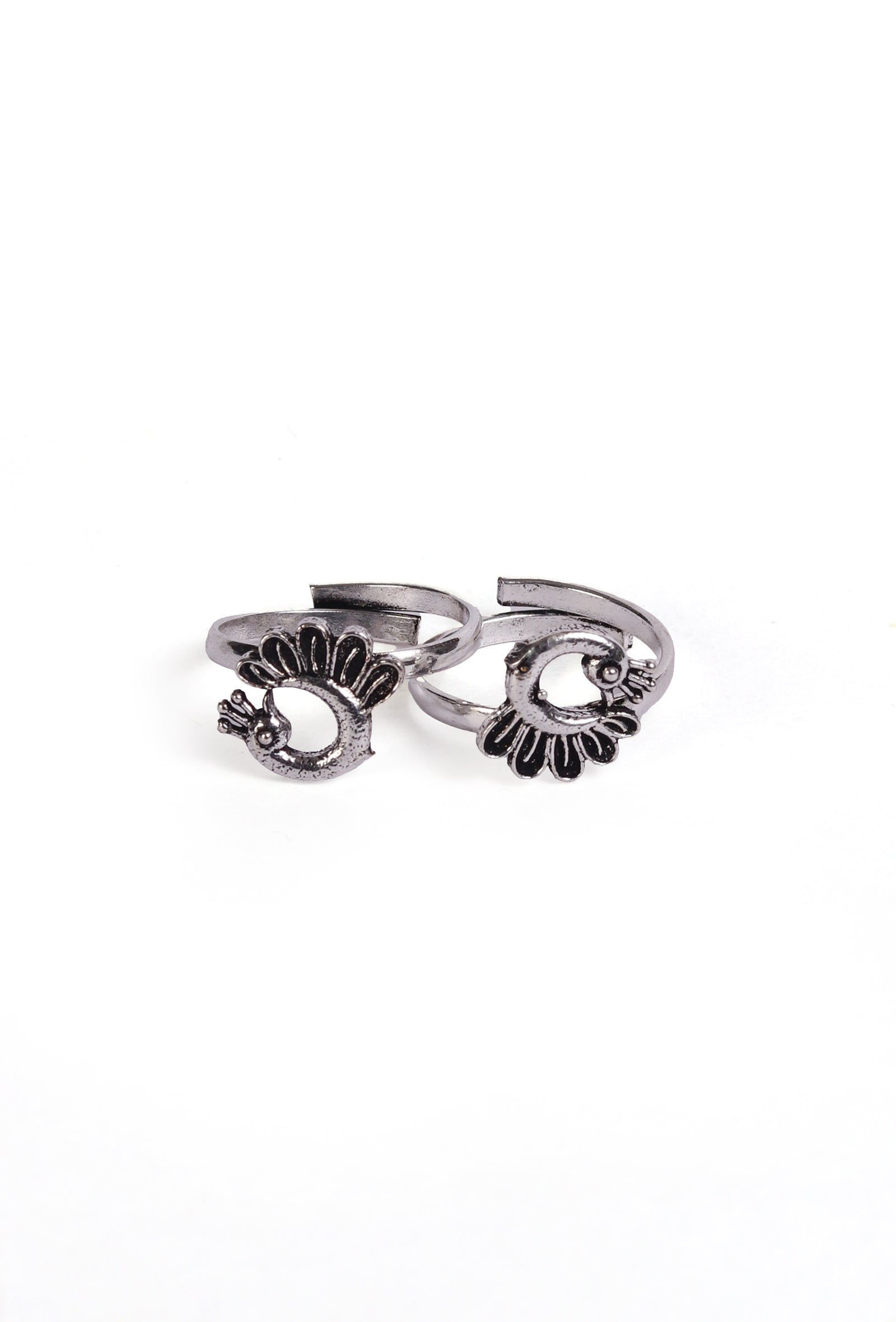 Peacock Shape German Silver Adjustable Toe Ring