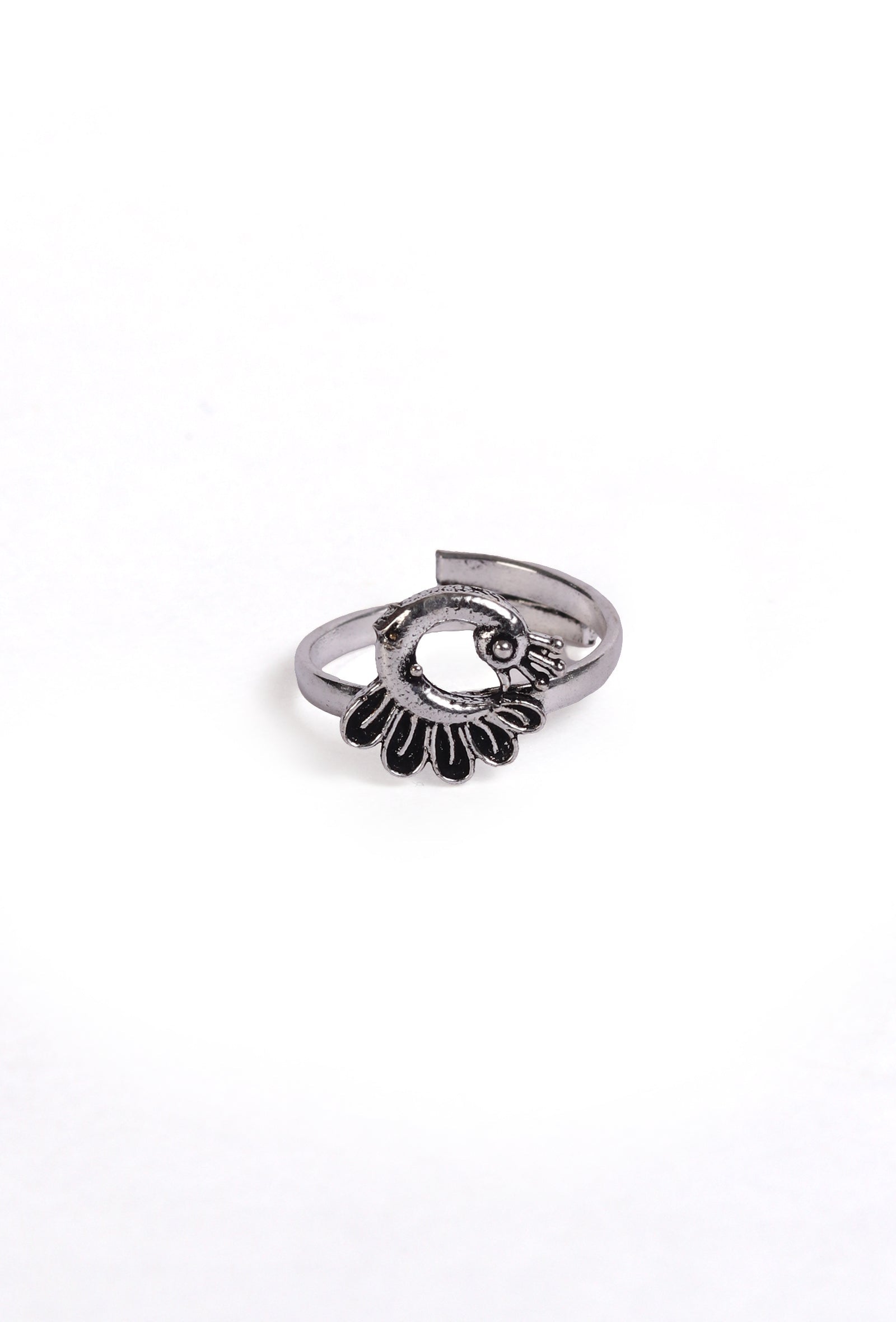 Peacock Shape German Silver Adjustable Toe Ring