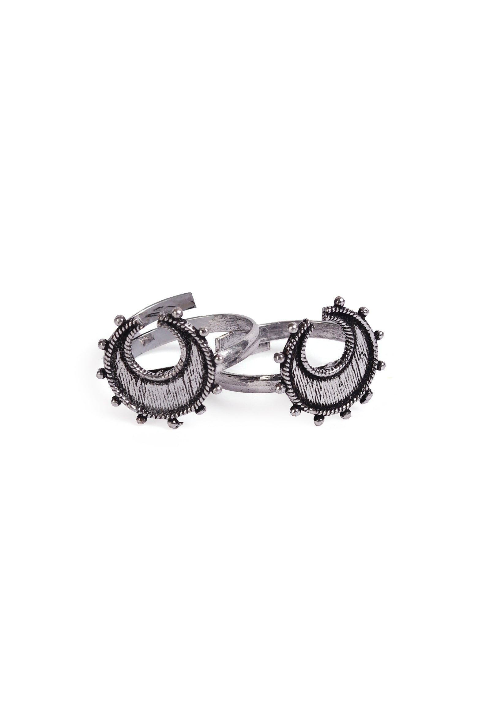 Jyotsna Moon Crescent German Silver Adjustable Toe Ring