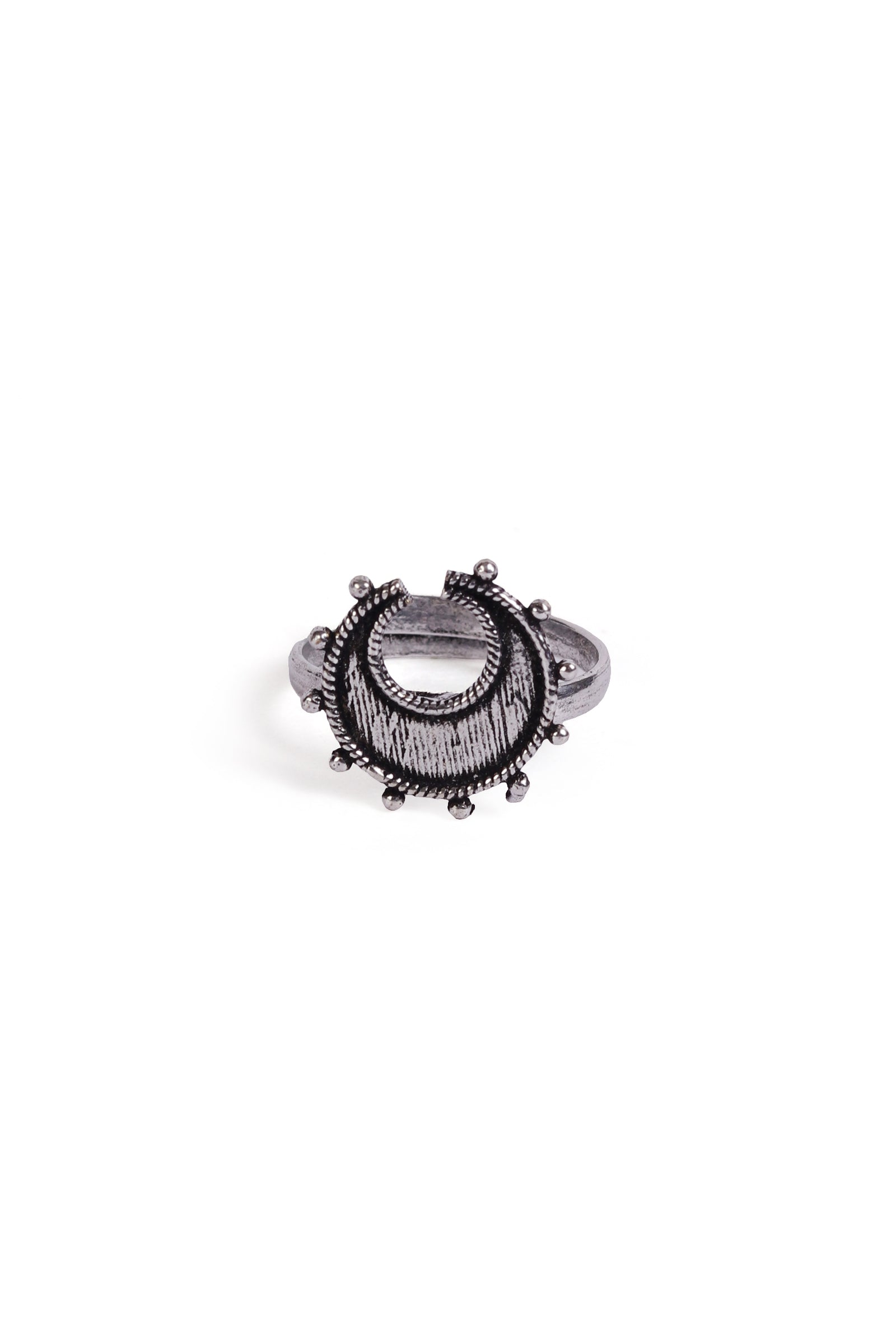Jyotsna Moon Crescent German Silver Adjustable Toe Ring
