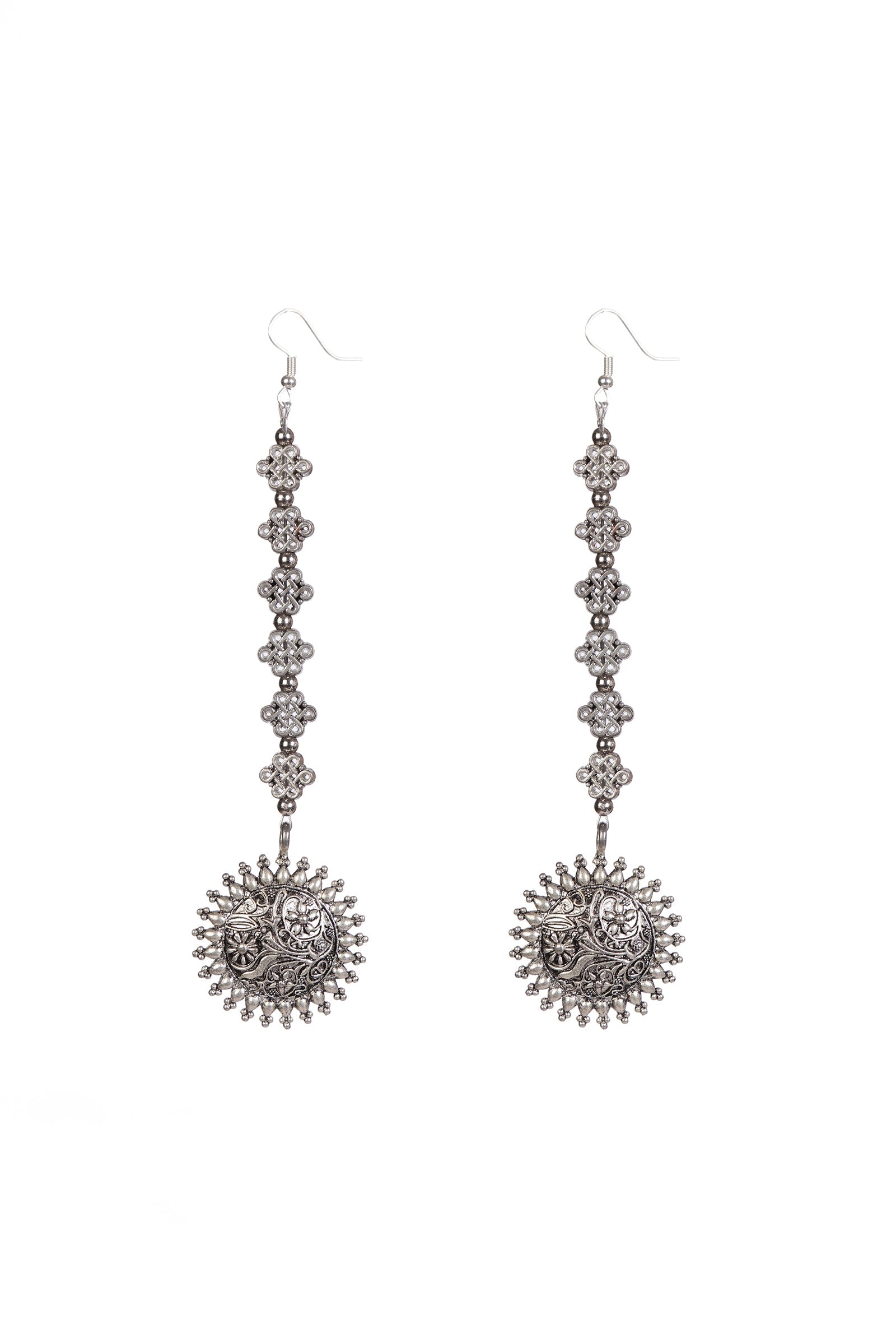 Tribal Sunburst Oxidized Earrings