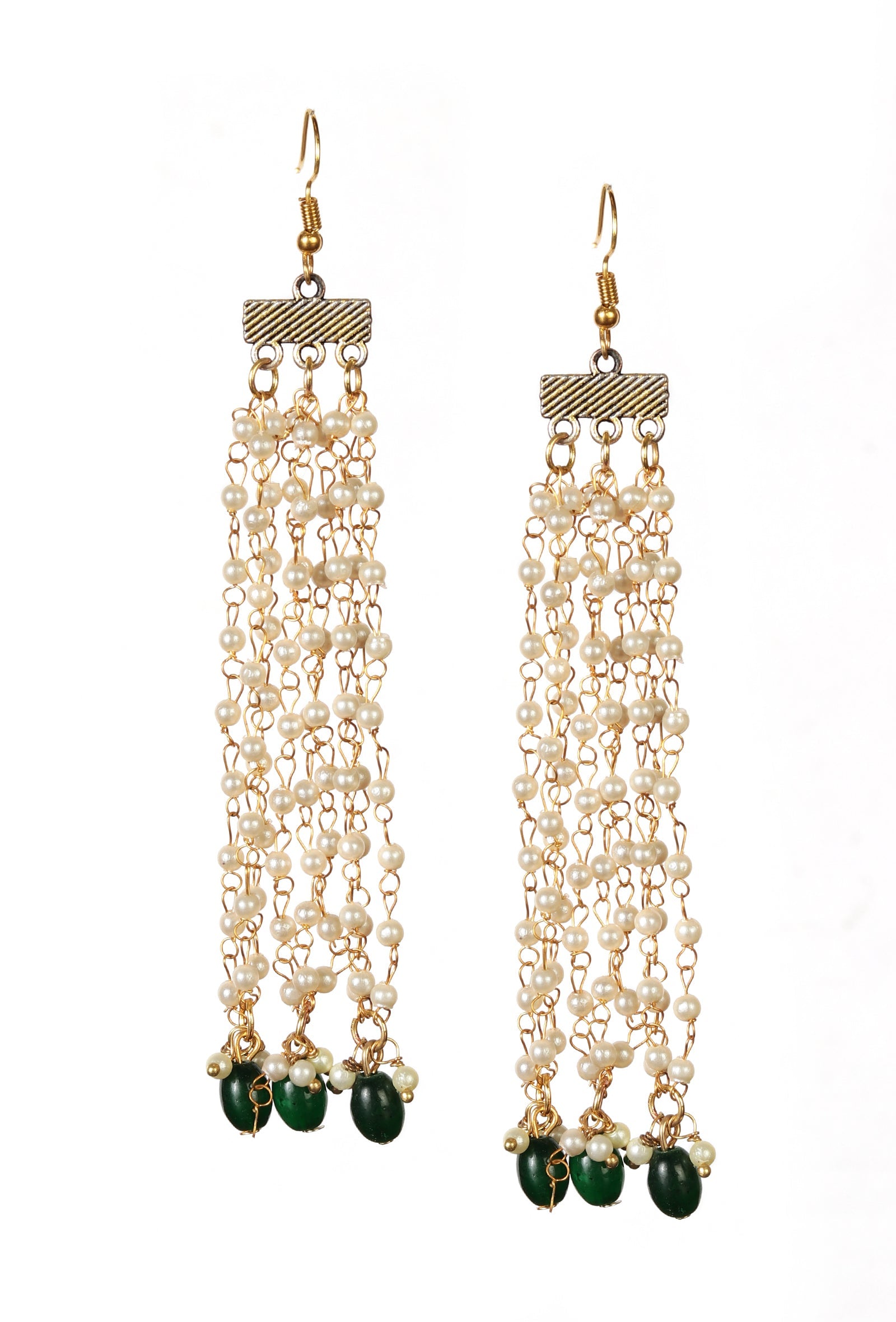 Ivory Trail Green Drop Earrings