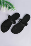 Black Knotted Cruelty Free Leather Sandals