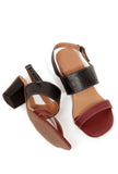 Cherry Red and Black Strap Cushion Padded Heels