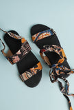 Black Kalamkari Tie Up Flats
