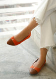 Tangerine Orange Cruelty Free Leather Ballerinas