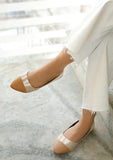 Cream Gold Cruelty Free Leather Ballerinas