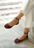 Red and Black Ikkat Cruelty Free Leather Flat Ballerinas