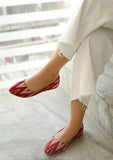Cherry Red Ikkat Cruelty Free Leather Flat Ballerinas