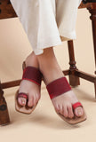 White & Caramel Brown Ikat Cruelty Free Leather One Toe Flats