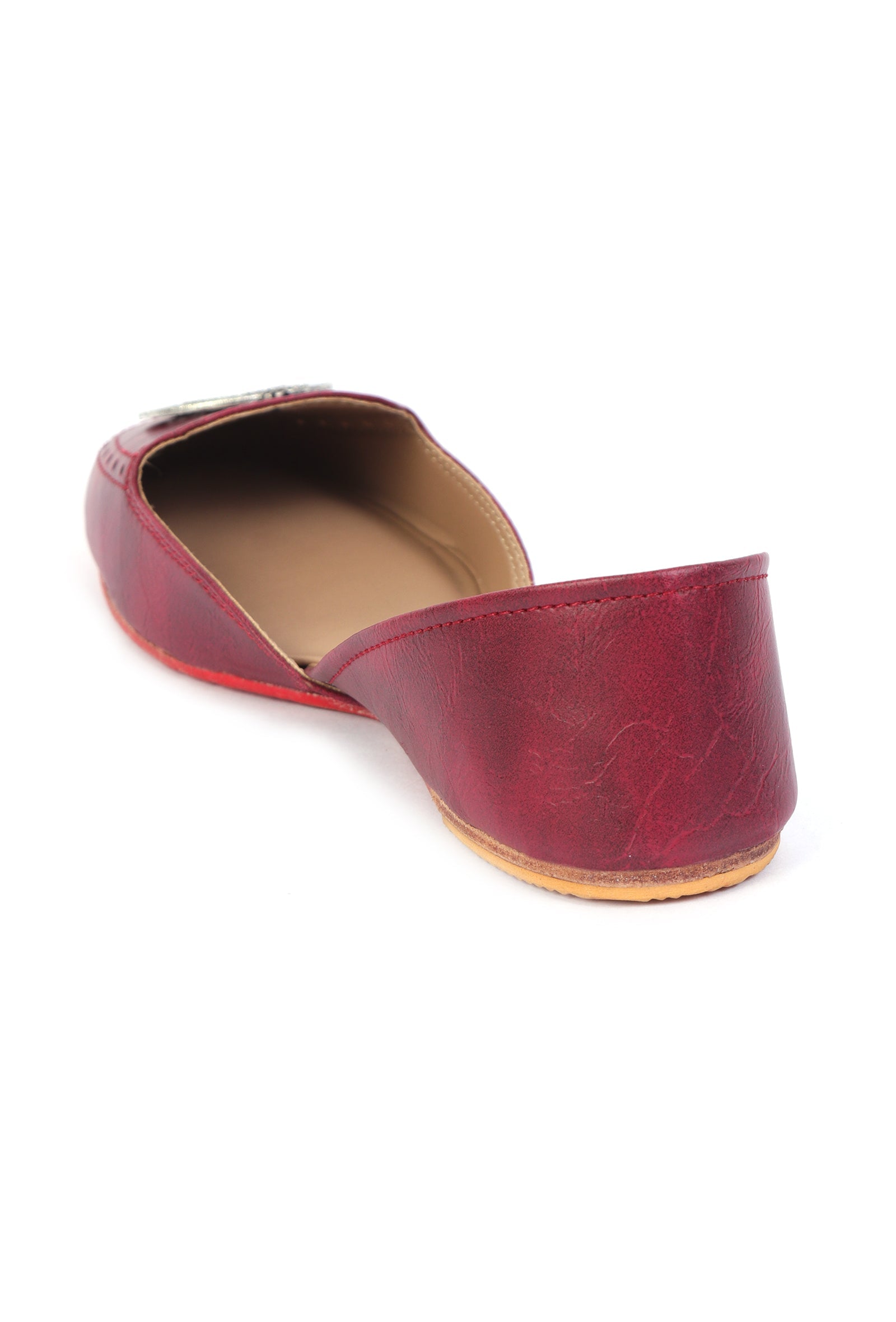 Vibrant Cherry Jutti with Silver Frame Detailing