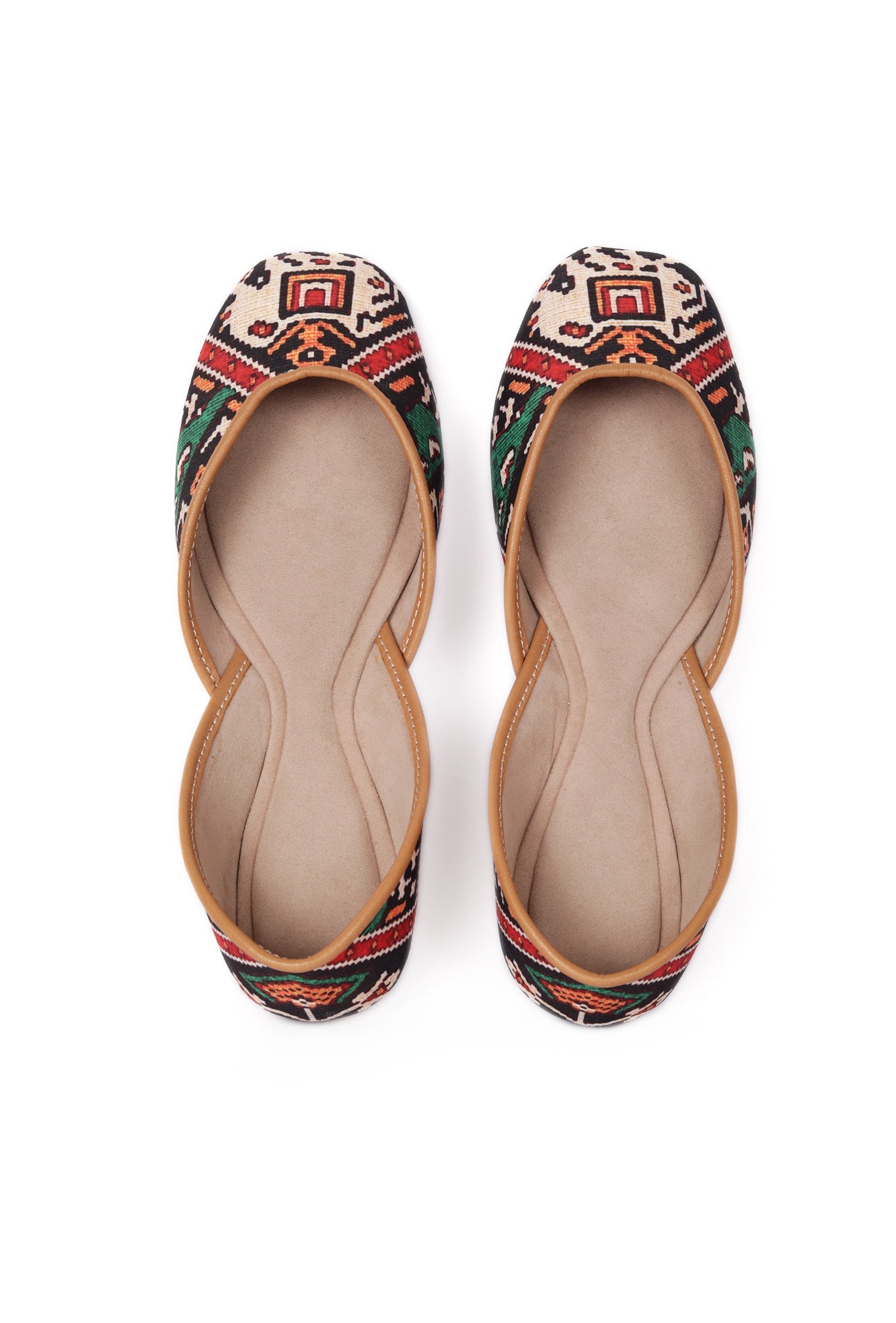 Dark Green & Red Silk Patola Print Juttie