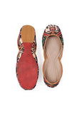 Dark Green & Red Silk Patola Print Juttie