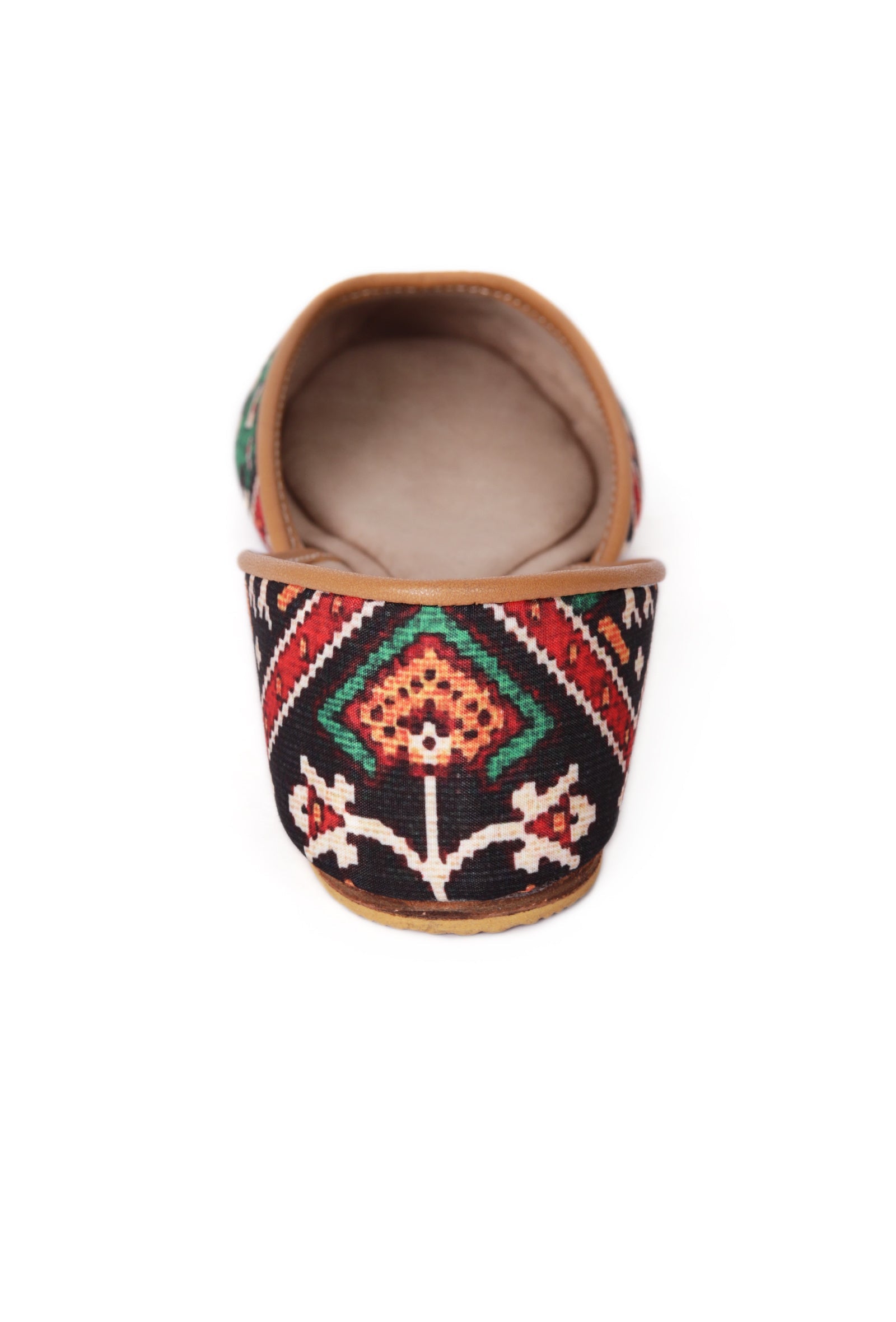 Dark Green & Red Silk Patola Print Juttie