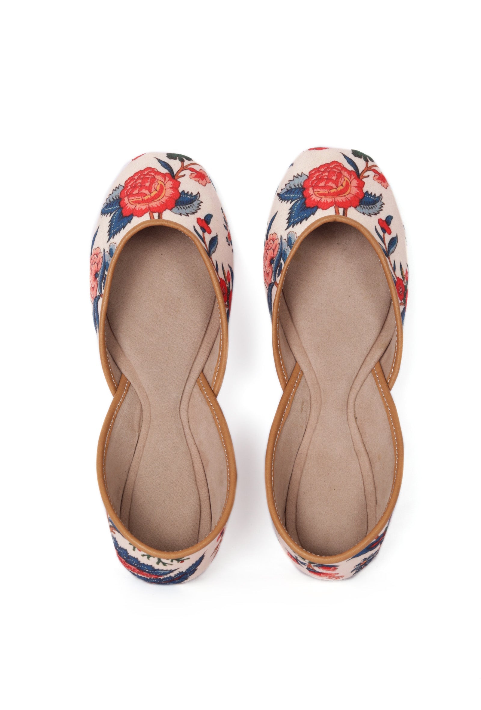 Coral And Blue Floral Chintz Jutti